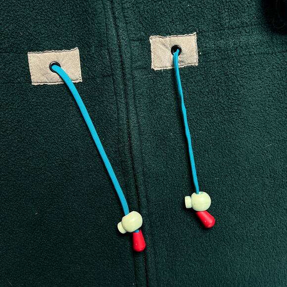 Vintage 90s Green Fleece Hummingbird Jacket Embroidered Union Made Cinch Waist - Picture 5 of 8